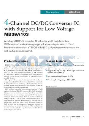 MB39A103 datasheet - 4-Channel DC/DC Converter IC with Support for Low Voltage
