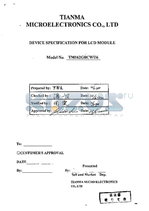 TM162GBCWU6 datasheet - LCD MODULE