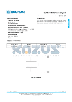 GO1535 datasheet - Reference Crystal