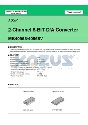 MB40968V datasheet - 2-Channel 8-BIT D/A Converter