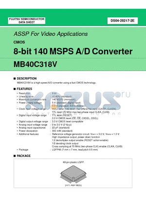 MB40C318VPFV datasheet - 8-bit 140 MSPS A/D Converter