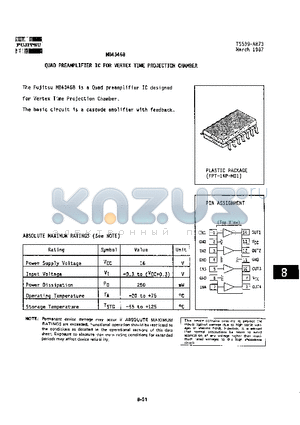 MB43468 datasheet - QUAD PREAMPLIFIER IC FOR VERTEX TIME PROJECTION CHAMBER