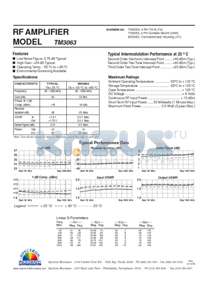 TM3063 datasheet - RF AMPLIFIER