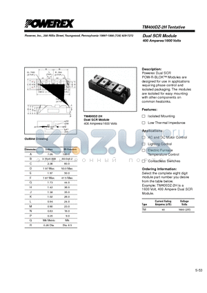 TM400DZ-2H datasheet - Dual SCR Module (400 Amperes/1600 Volts)