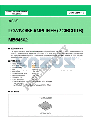 MB54502 datasheet - LOW NOISE AMPLIFIER (2 CIRCUITS)