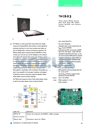 TMC603-LA datasheet - Three Phase Motor Driver with BLDC Back EMF Commu-tation HallFX and Current Sensing