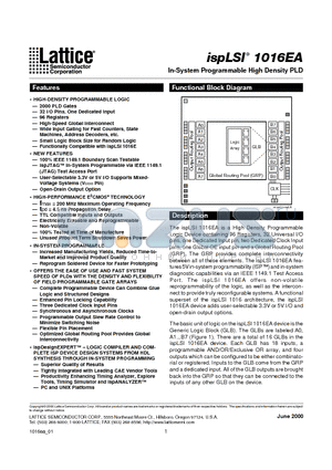 ISPLSI1016EA-100LJ44 datasheet - In-System Programmable High Density PLD