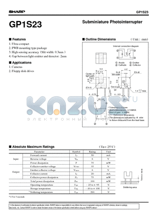 GP1S23 datasheet - Subminiature Photointerrupter