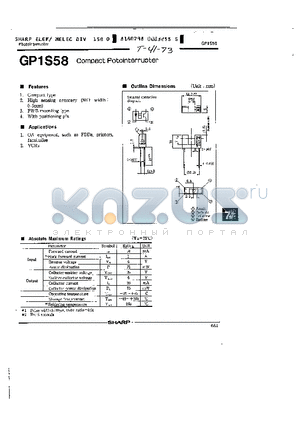 GP1S58 datasheet - COMPACT POTOINTERRUPTER