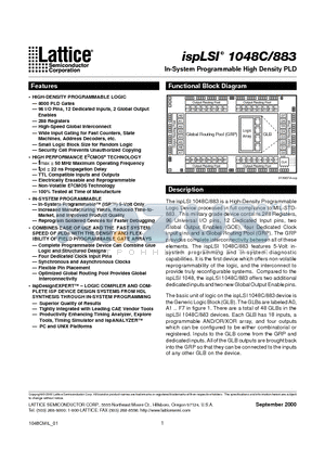 ISPLSI1048C-50LG/883 datasheet - In-System Programmable High Density PLD