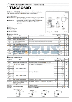 TMG3C60D datasheet - TRIAC(Surface Mount Device/Non-isolated)