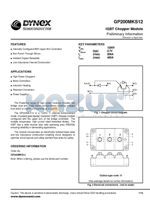 GP200MKS12 datasheet - IGBT Chopper Module Preliminary Information