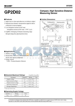 GP2D02 datasheet - Compact, High Sensitive Distance Measuring Sensor