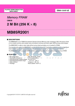 MB85R2001 datasheet - Memory FRAM CMOS 2 M Bit (256 K  8)