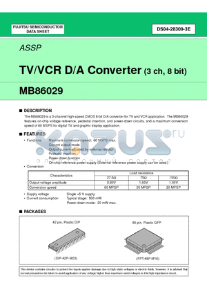 MB86029 datasheet - TV/VCR D/A Converter (3 ch, 8 bit)