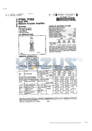 IT120A datasheet - Dual NPN General Purpose Amplifier