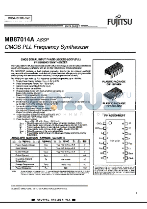 MB87014AP datasheet - CMOS PLL Frequency Synthesizer
