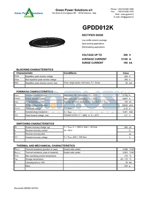 GPDD012K datasheet - RECTIFIER DIODE