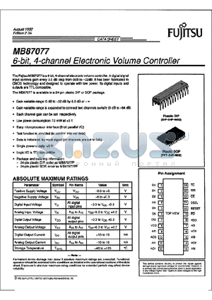 MB87077 datasheet - 6-bit, 4-channel Electronic Volume Controller