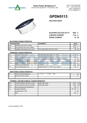 GPDN5113 datasheet - RECTIFIER DIODE