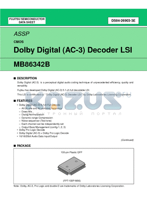 MB86342B datasheet - Dolby Digital (AC-3) Decoder LSI