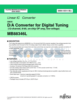 MB88346L datasheet - D/A Converter for Digital Tuning (12-channel, 8-bit, on-chip OP amp, low-voltage)