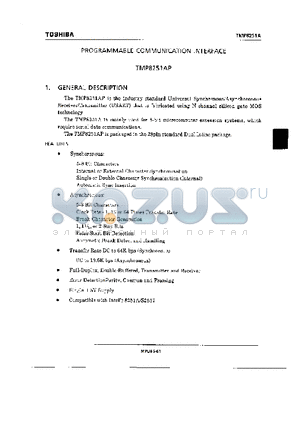 TMP8251AP datasheet - ROGRAMMABL COMMUNICATION INTERFACE