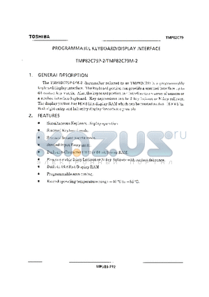 TMP82C79P-2 datasheet - PROGRAMMABLE KEYBOARD / DISPLAY INTERFACE