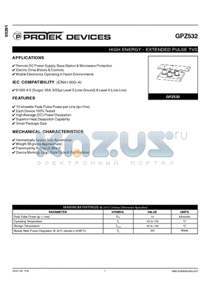 GPZ532 datasheet - HIGH ENERGY - EXTENDED PULSE TVS