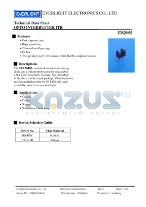 ITR20403 datasheet - OPTO INTERRUPTER ITR