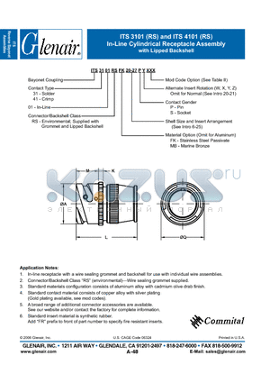 ITS3101RSMB datasheet - In-Line Cylindrical Receptacle Assembly