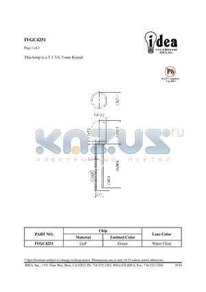 IVGC4251 datasheet - T-1 3/4, 5 mm Round