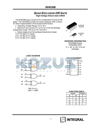IW4030BD datasheet - QUAD EXCLUSIVE-OR GATE