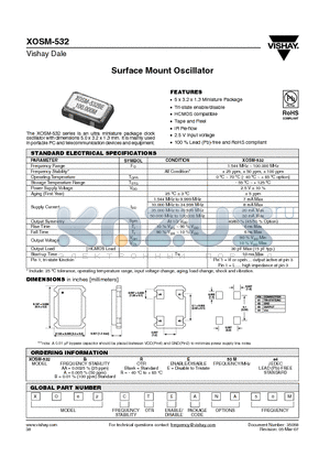 XO62CRFA604M datasheet - Surface Mount Oscillator