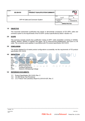 GS-29-616 datasheet - SFP^ Cable and Connector System