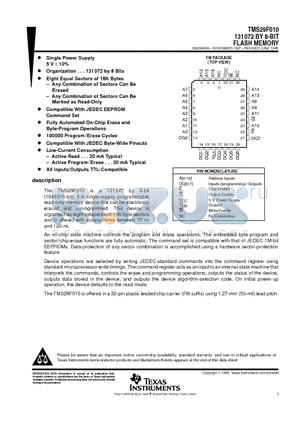 TMS29F010-12CSFMQ datasheet - 131072 BY 8-BIT FLASH MEMORY