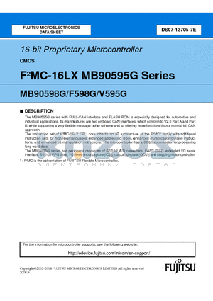 MB90598GPF datasheet - 16-bit Proprietary Microcontroller