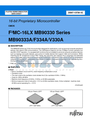 MB90F334APMC datasheet - 16-bit Proprietary Microcontroller