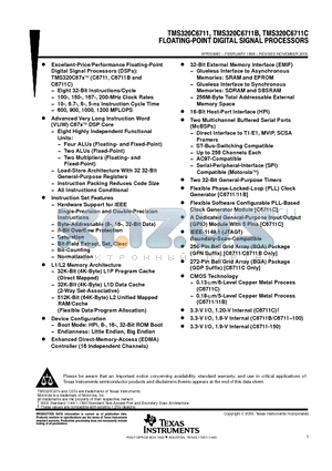 TMS320C6711 datasheet - FLOATING-POINT DIGITAL SIGNAL PROCESSORS