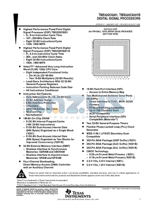 TMS320C6201B datasheet - DIGITAL SIGNAL PROCESSORS