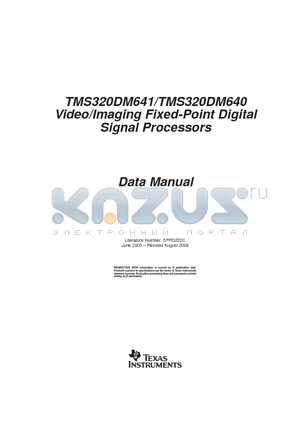 TMS320DM641 datasheet - Video/Imaging Fixed-Point Digital Signal Processors