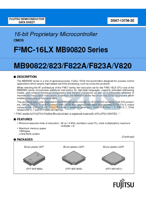 MB90F822APFV datasheet - 16-bit Proprietary Microcontroller
