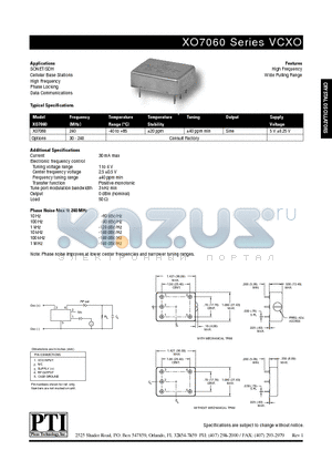 XO7060 datasheet - High Frequency Wide Pulling Range