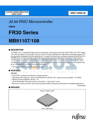MB91108PFV datasheet - 32-bit RISC Microcontroller CMOS