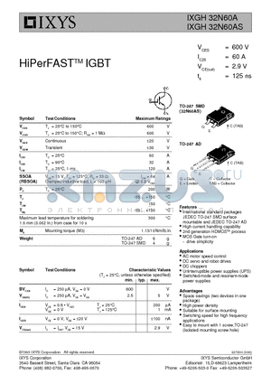 IXGH32N60A datasheet - HiPerFAST IGBT