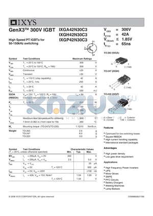 IXGH42N30C3 datasheet - GenX3 300V IGBT