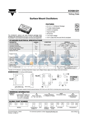 XOSM-531 datasheet - Surface Mount Oscillators