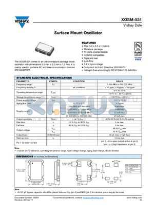 XOSM-531AAE50ME4 datasheet - Surface Mount Oscillator