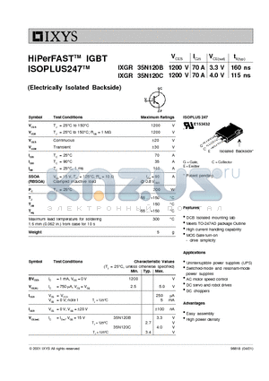 IXGR35N120B datasheet - HiPerFAST IGBT ISOPLUS247