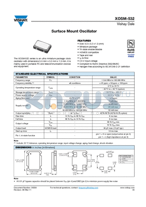 XOSM-532AARE50ME4 datasheet - Surface Mount Oscillator